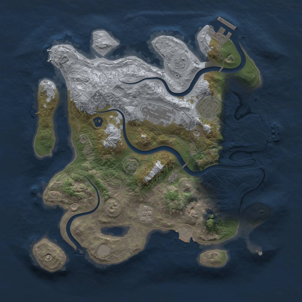 Rust Map: Procedural Map, Size: 3000, Seed: 552845868, 9 Monuments