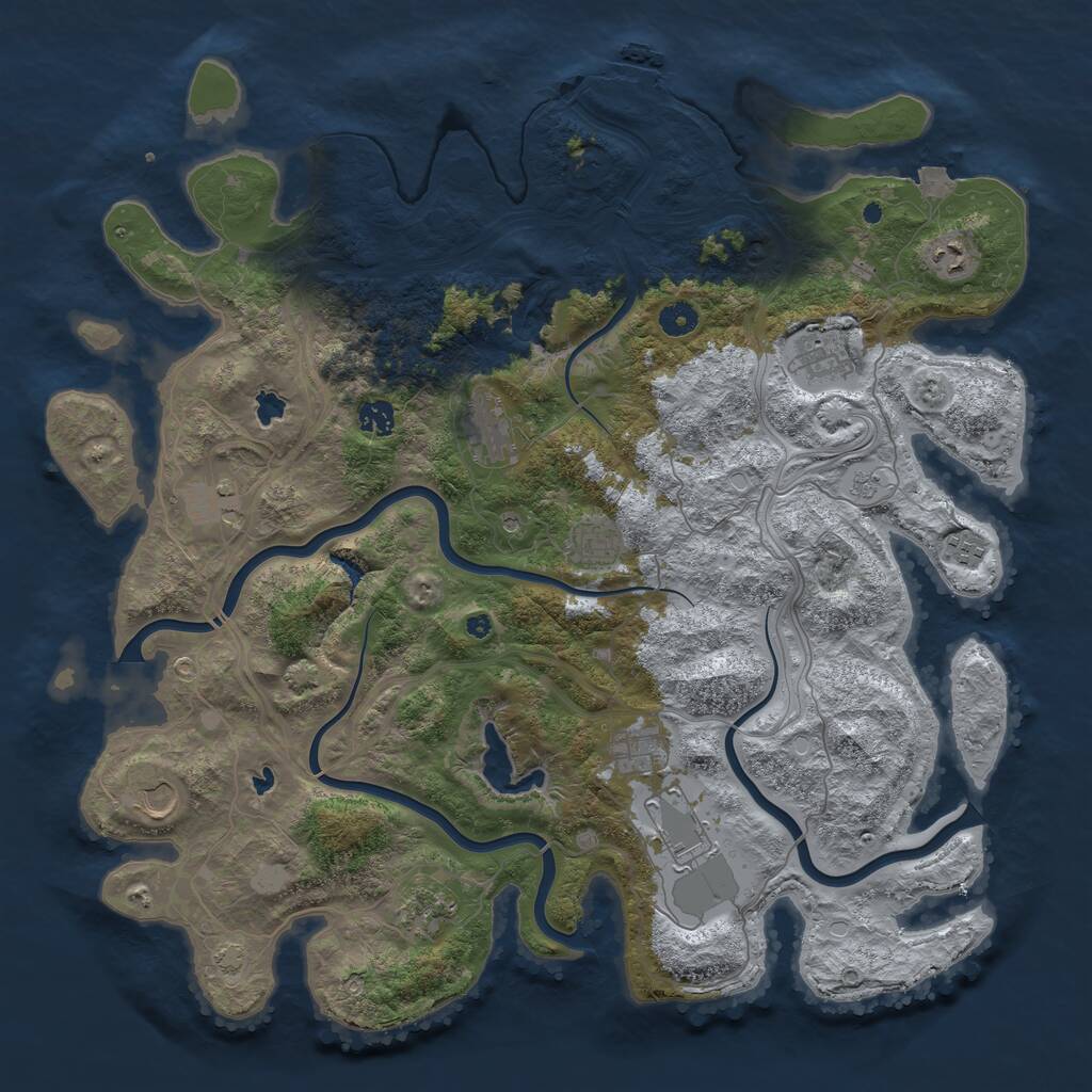 Rust Map: Procedural Map, Size: 4500, Seed: 28725, 16 Monuments