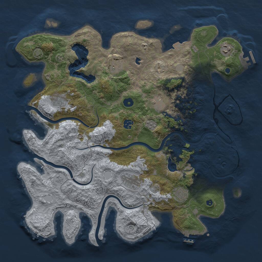 Rust Map: Procedural Map, Size: 4050, Seed: 141842599, 14 Monuments