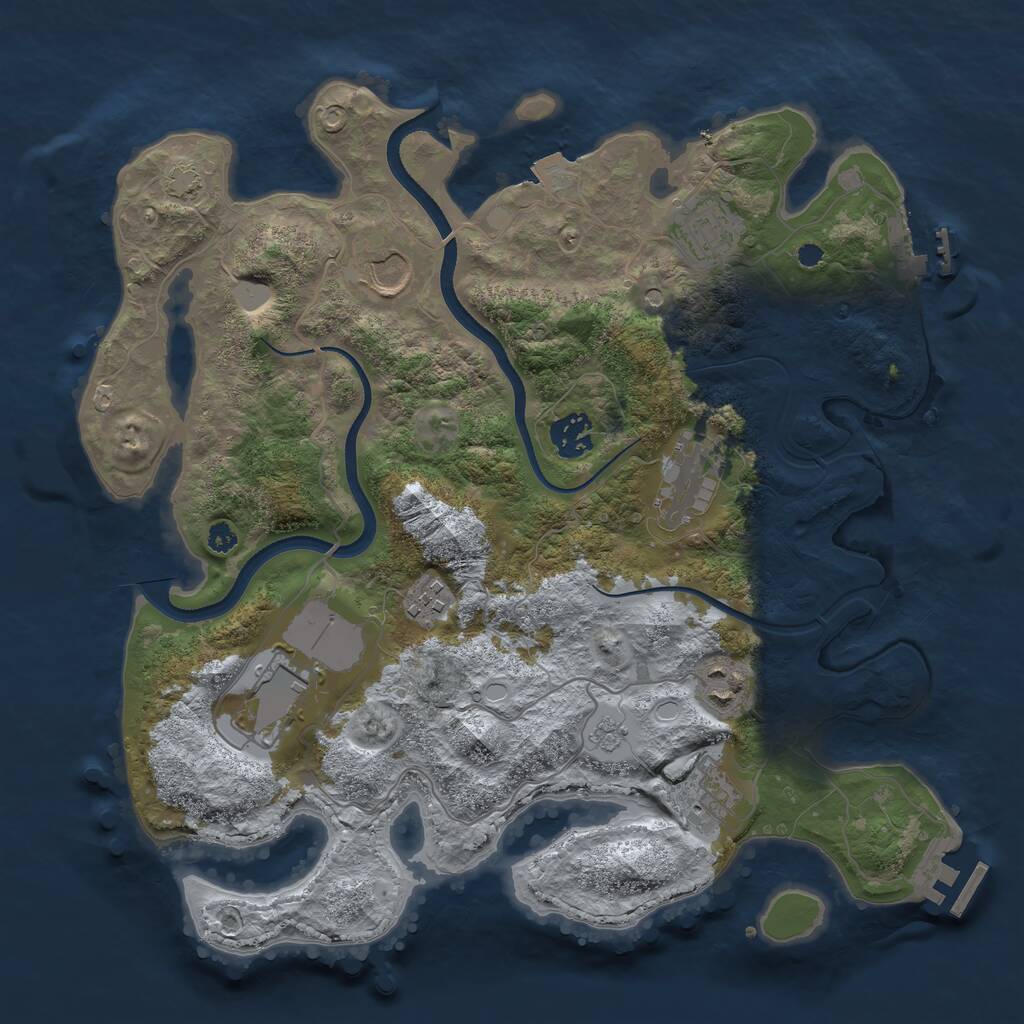 Rust Map: Procedural Map, Size: 3500, Seed: 91643831, 14 Monuments