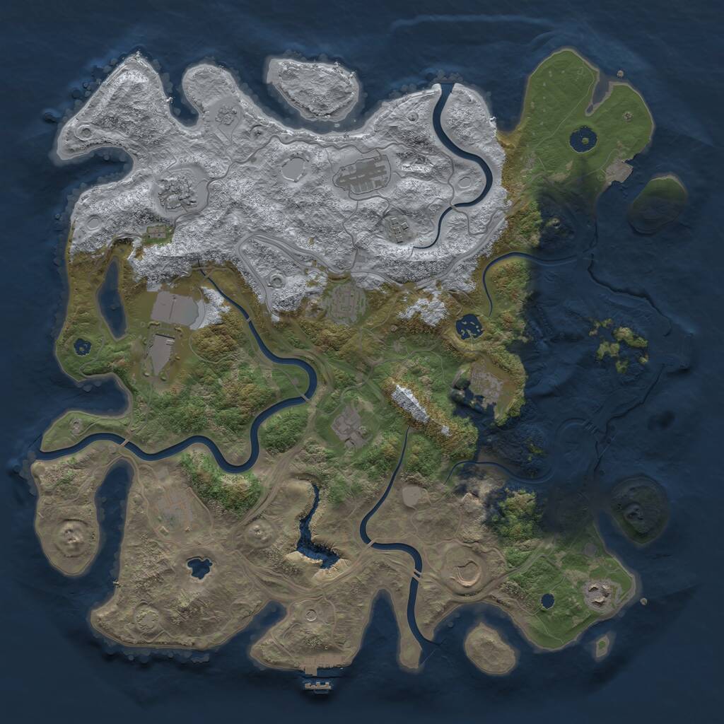 Rust Map: Procedural Map, Size: 4250, Seed: 2099205772, 17 Monuments