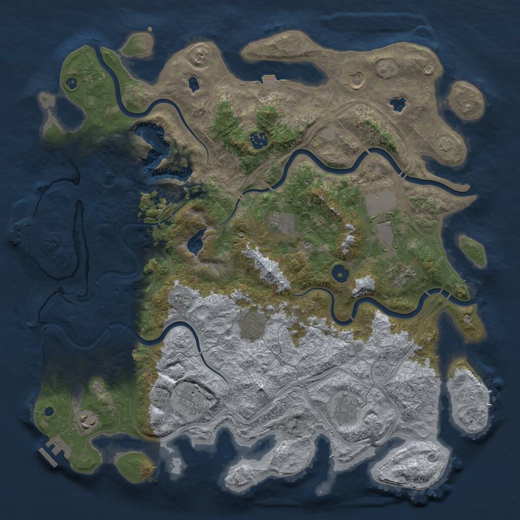 Rust Map: Procedural Map, Size: 4500, Seed: 749970406, 16 Monuments