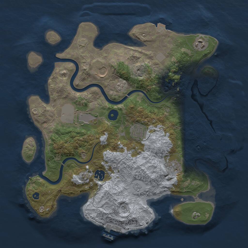 Rust Map: Procedural Map, Size: 3500, Seed: 208642099, 13 Monuments