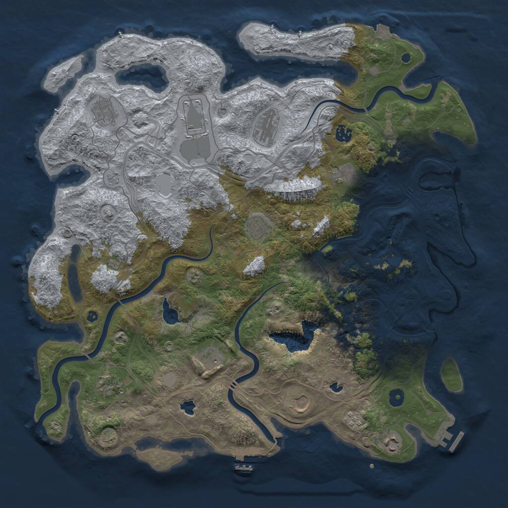 Rust Map: Procedural Map, Size: 4500, Seed: 1278878786, 17 Monuments