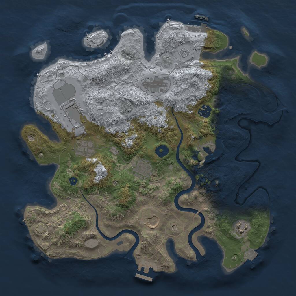 Rust Map: Procedural Map, Size: 3500, Seed: 1122194468, 15 Monuments