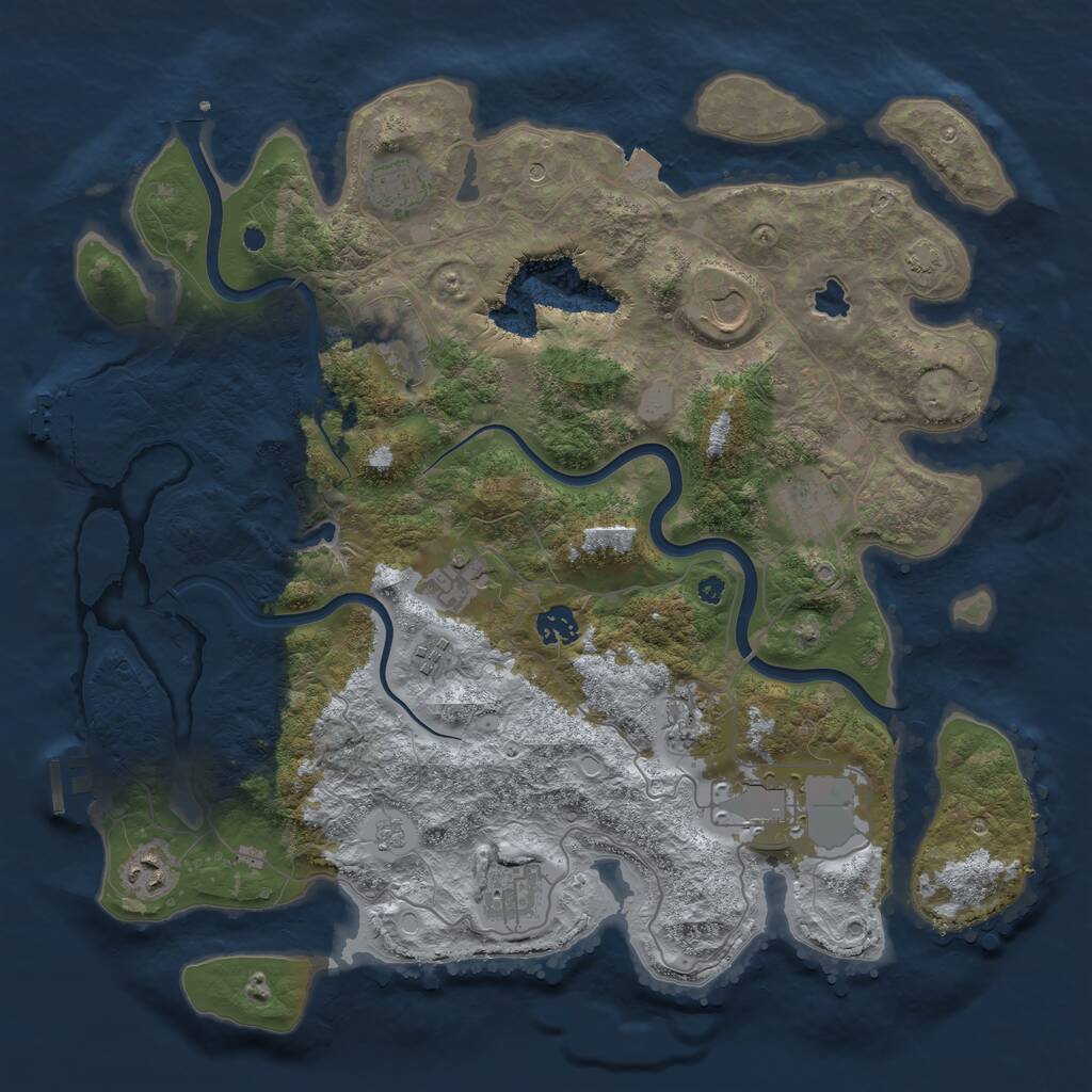 Rust Map: Procedural Map, Size: 4000, Seed: 1911546843, 17 Monuments