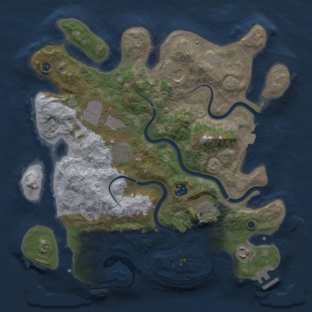 Rust Map: Procedural Map, Size: 3500, Seed: 406042806, 13 Monuments