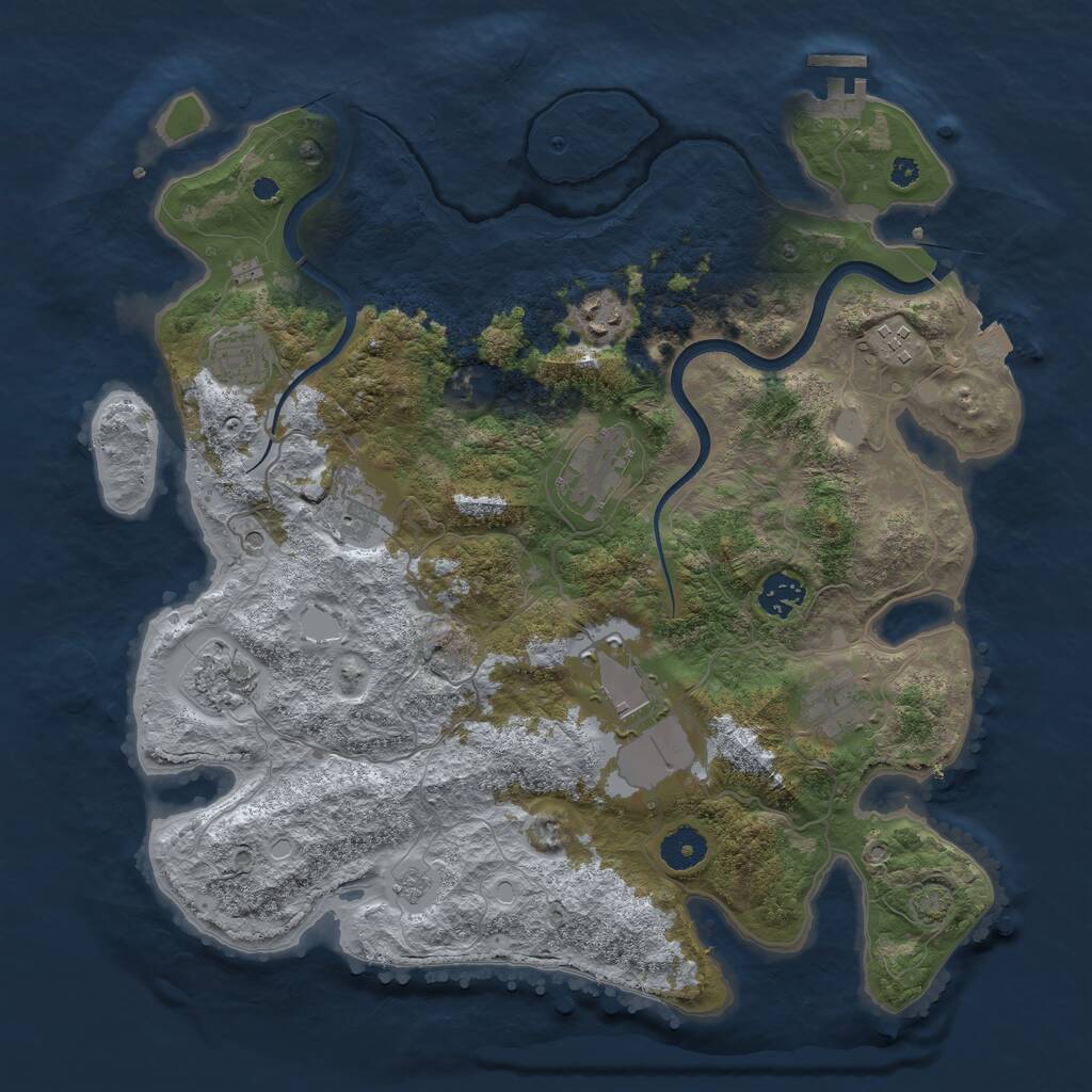 Rust Map: Procedural Map, Size: 3750, Seed: 698988354, 14 Monuments