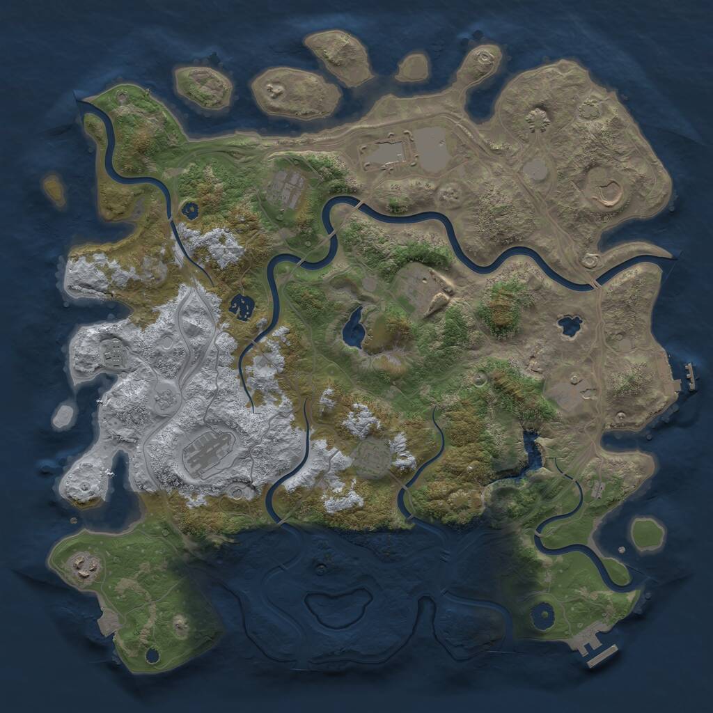 Rust Map: Procedural Map, Size: 4250, Seed: 71929480, 16 Monuments