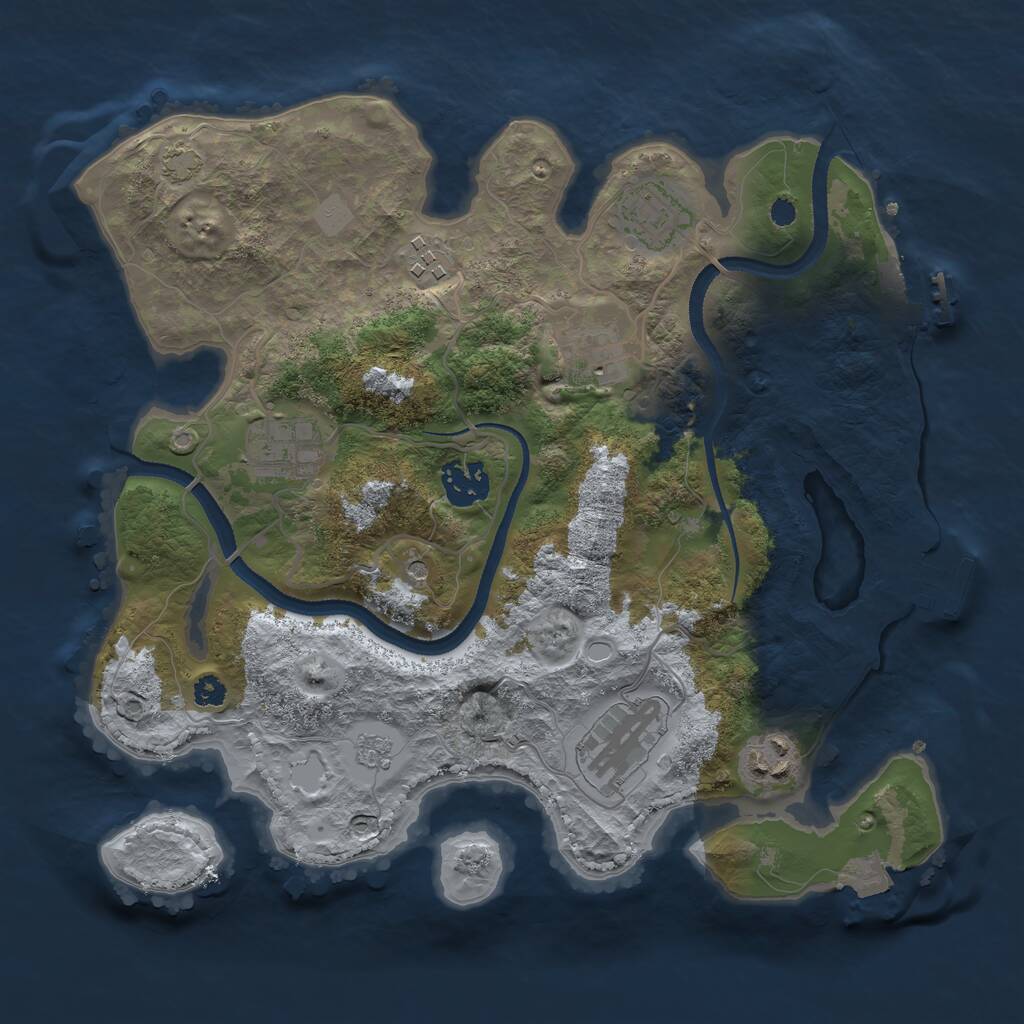 Rust Map: Procedural Map, Size: 3200, Seed: 502315501, 13 Monuments