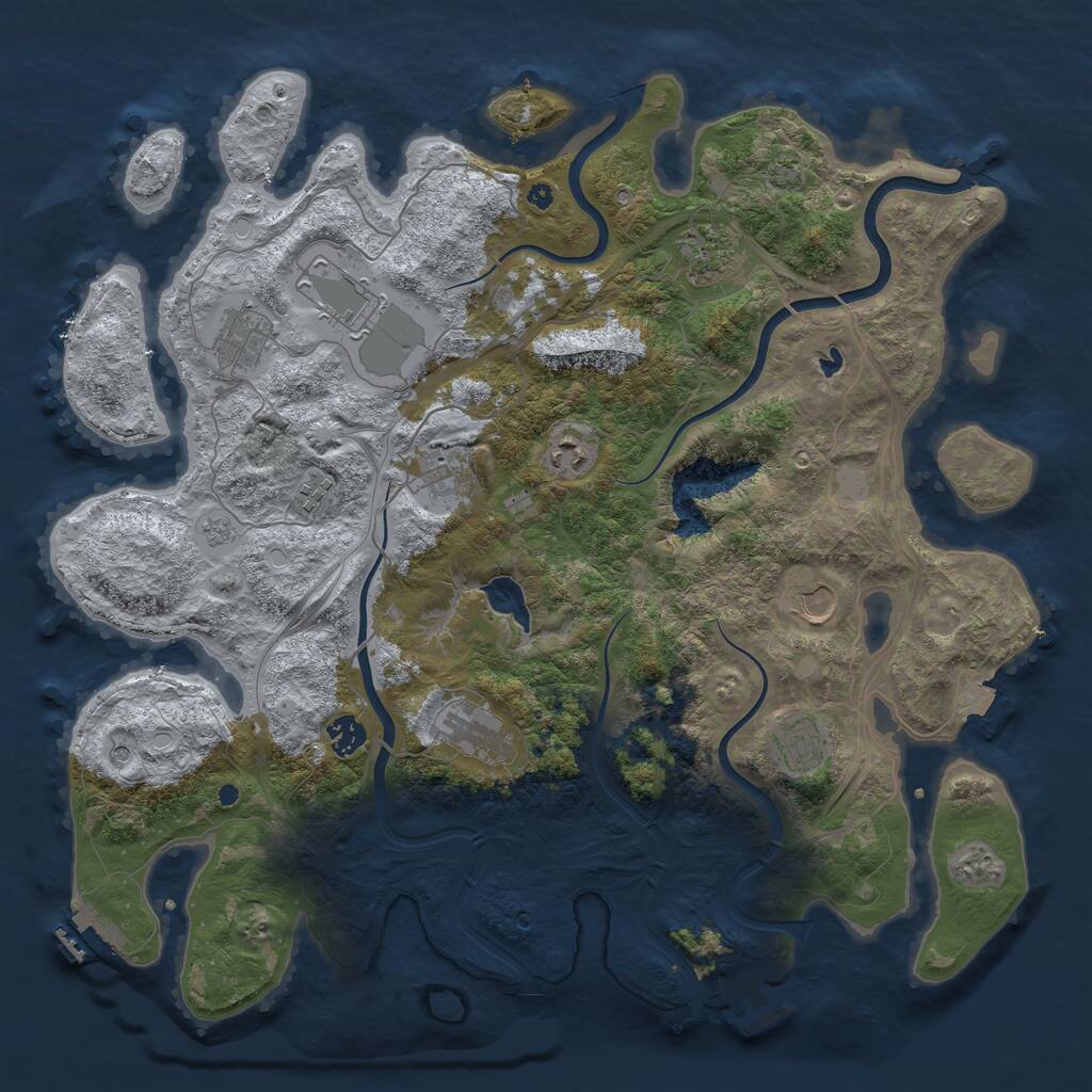 Rust Map: Procedural Map, Size: 4250, Seed: 63913581, 16 Monuments