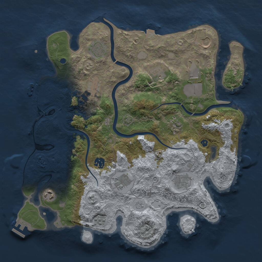 Rust Map: Procedural Map, Size: 3700, Seed: 176946342, 17 Monuments