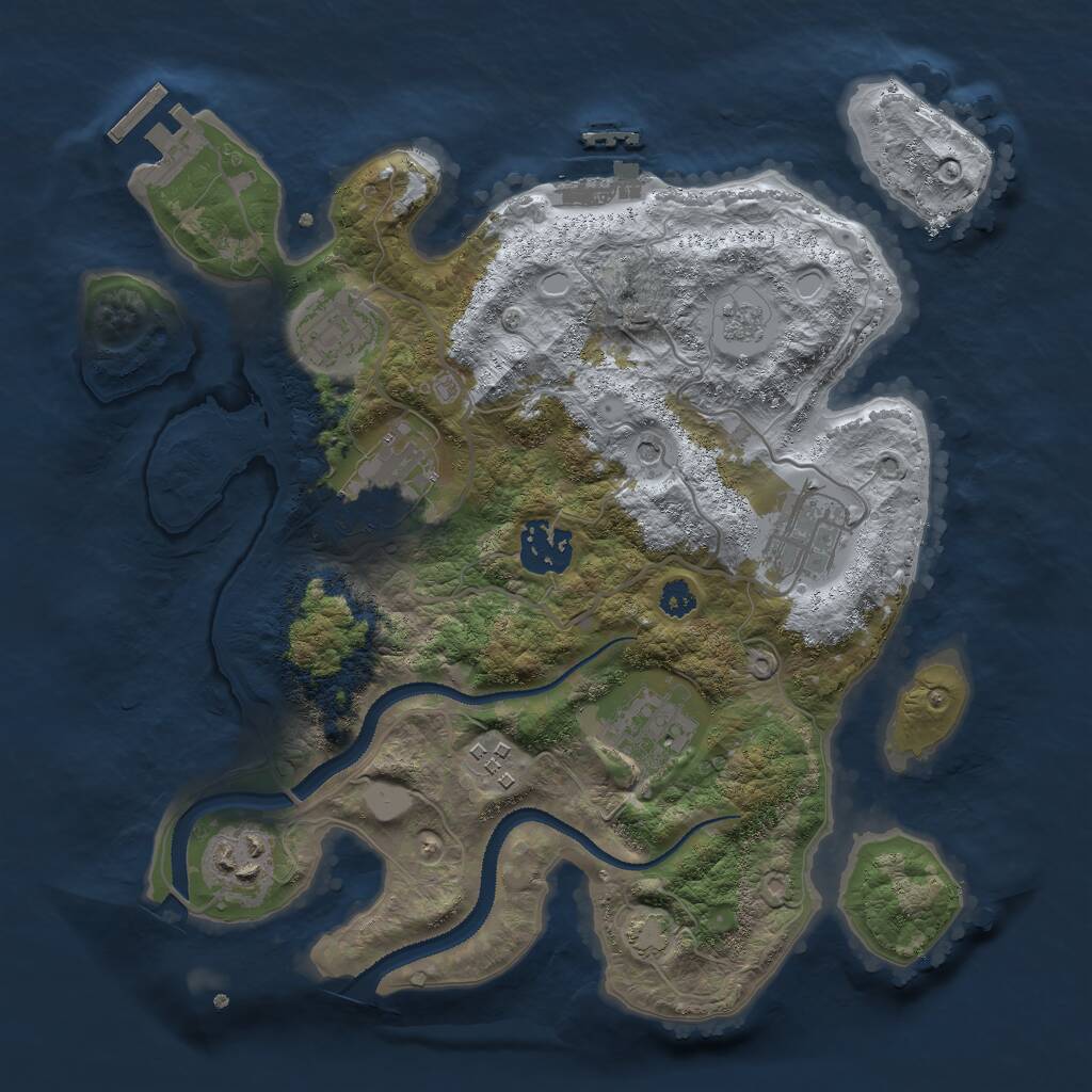 Rust Map: Procedural Map, Size: 3000, Seed: 936394543, 13 Monuments
