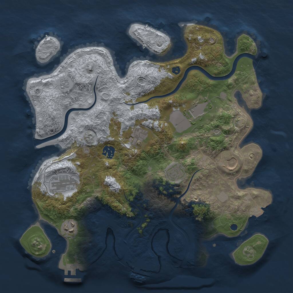 Rust Map: Procedural Map, Size: 3500, Seed: 228655462, 14 Monuments