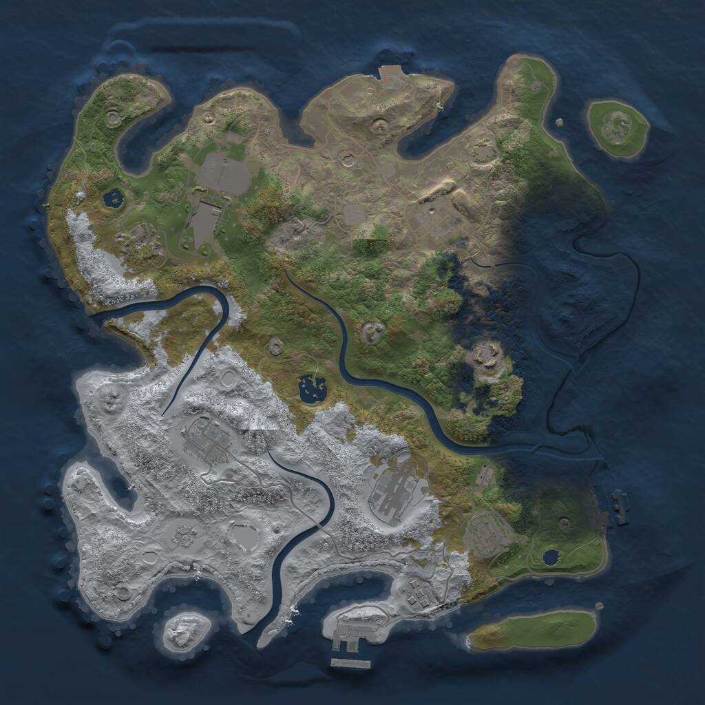 Rust Map: Procedural Map, Size: 3600, Seed: 865793, 15 Monuments