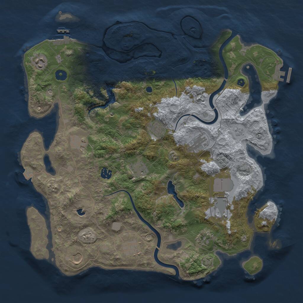 Rust Map: Procedural Map, Size: 4000, Seed: 1143858542, 17 Monuments