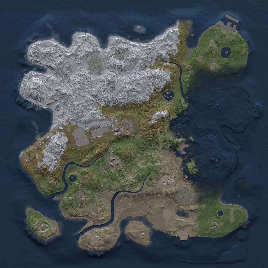 Rust Map: Procedural Map, Size: 3750, Seed: 2093259800, 15 Monuments