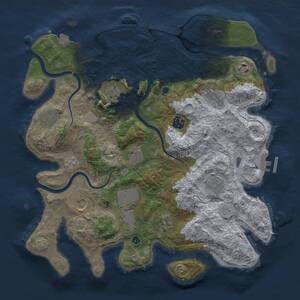 Thumbnail Rust Map: Procedural Map, Size: 3750, Seed: 1633433612, 17 Monuments