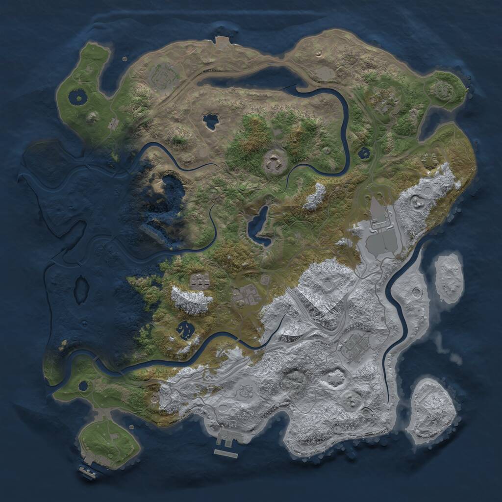 Rust Map: Procedural Map, Size: 4250, Seed: 34836, 14 Monuments