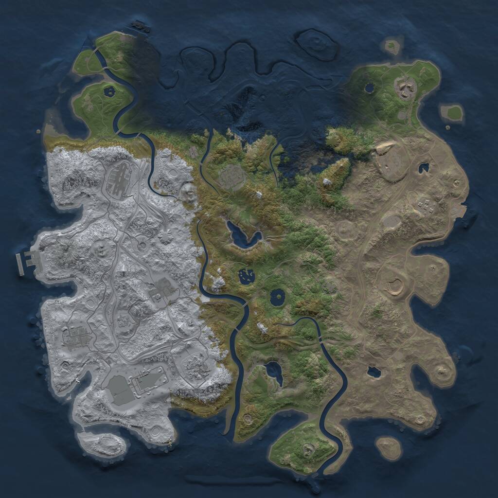Rust Map: Procedural Map, Size: 4500, Seed: 1179344139, 17 Monuments