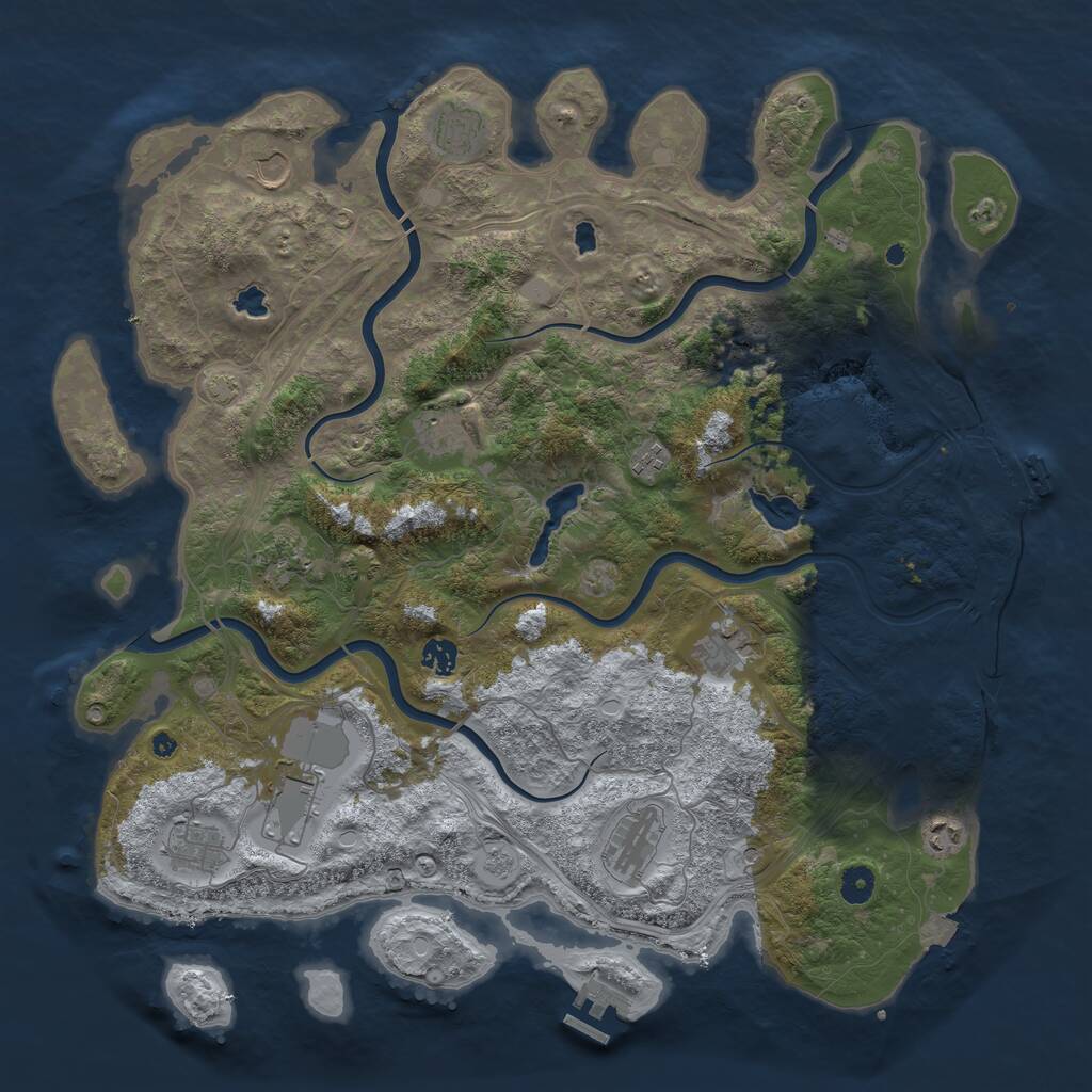 Rust Map: Procedural Map, Size: 4500, Seed: 1071954501, 17 Monuments