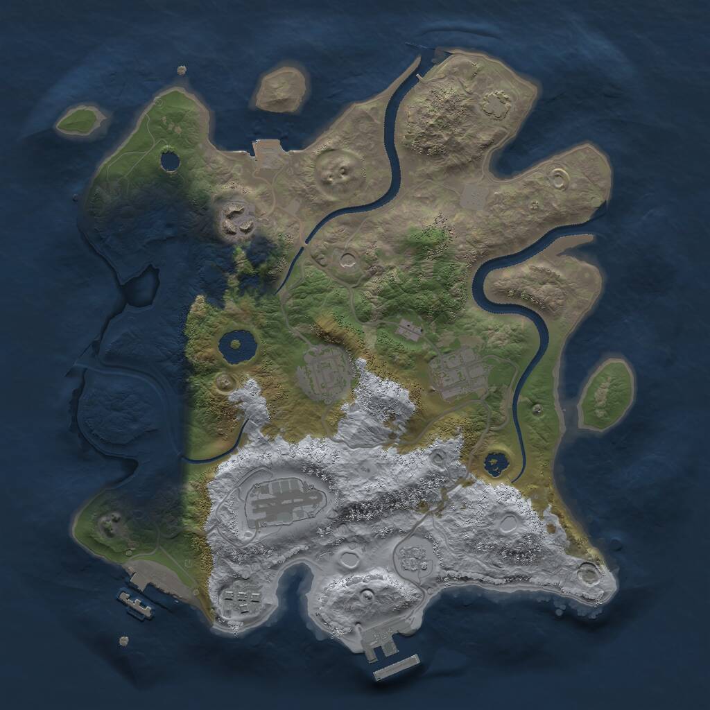 Rust Map: Procedural Map, Size: 3000, Seed: 655871, 11 Monuments