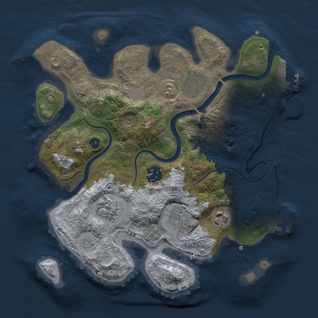 Rust Map: Procedural Map, Size: 3000, Seed: 71474207, 12 Monuments