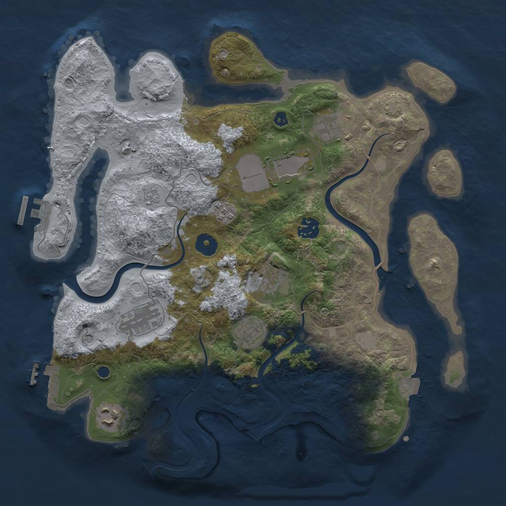Rust Map: Procedural Map, Size: 3500, Seed: 664100273, 14 Monuments
