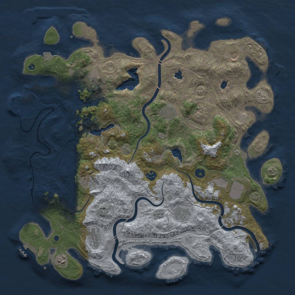 Rust Map: Procedural Map, Size: 4500, Seed: 964243107, 17 Monuments