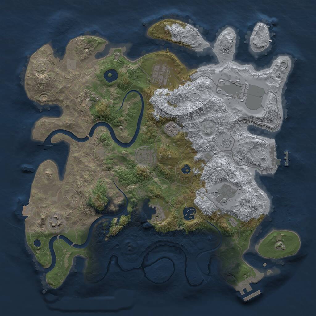 Rust Map: Procedural Map, Size: 3500, Seed: 1179104478, 15 Monuments