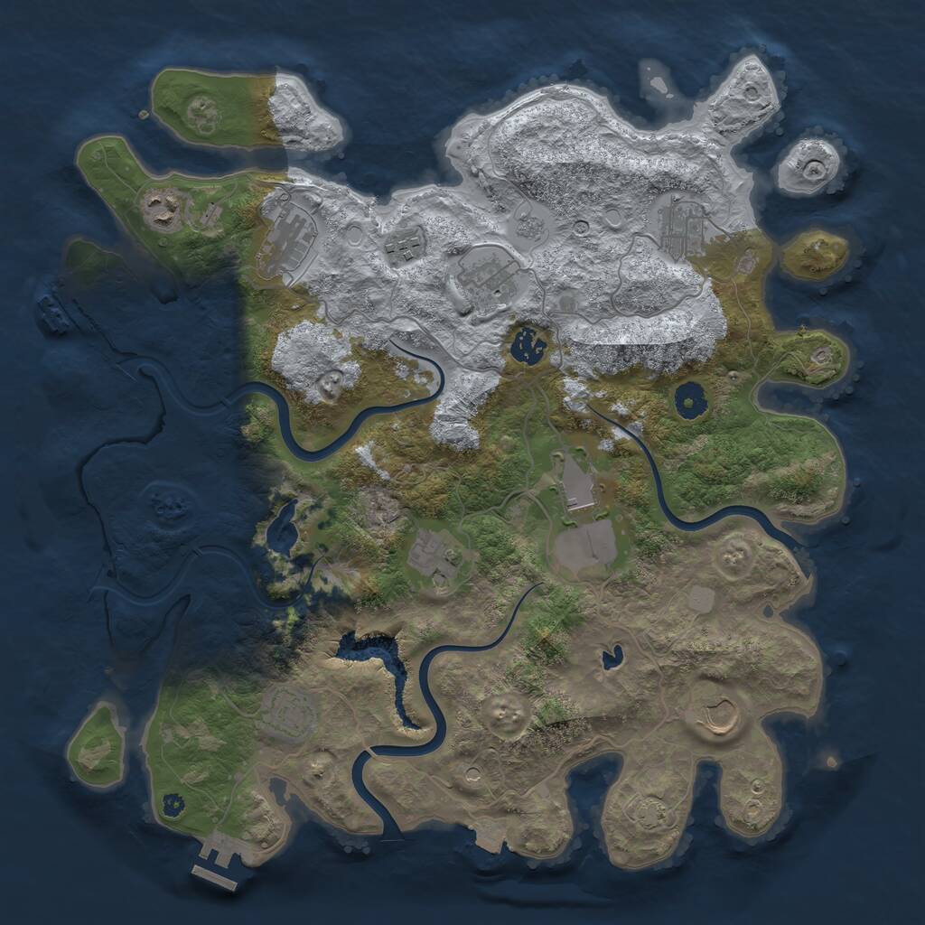 Rust Map: Procedural Map, Size: 4000, Seed: 7410, 16 Monuments