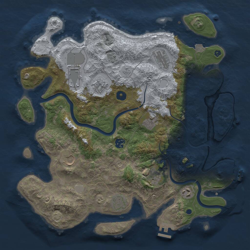 Rust Map: Procedural Map, Size: 3800, Seed: 21526, 16 Monuments