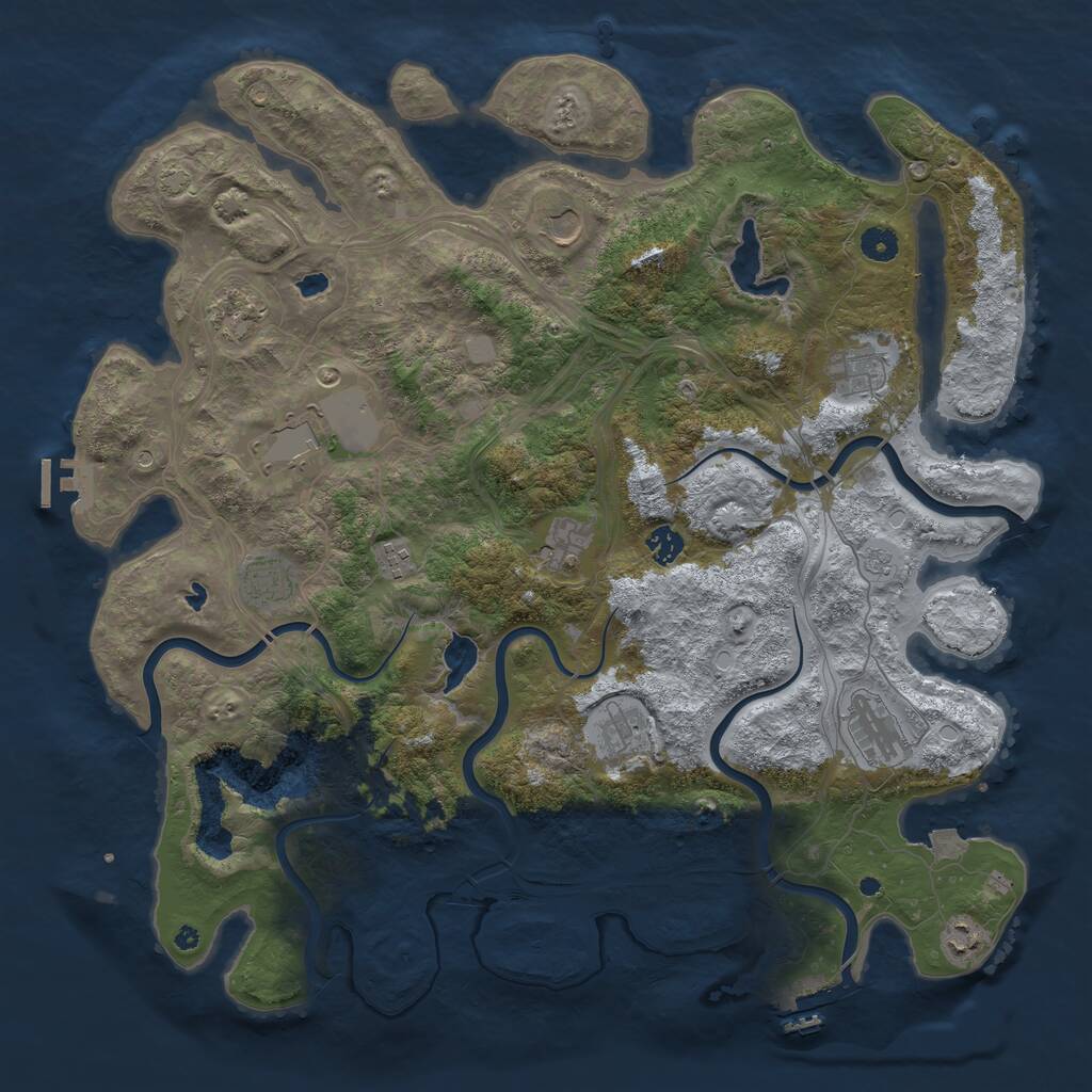 Rust Map: Procedural Map, Size: 4500, Seed: 1021081589, 17 Monuments