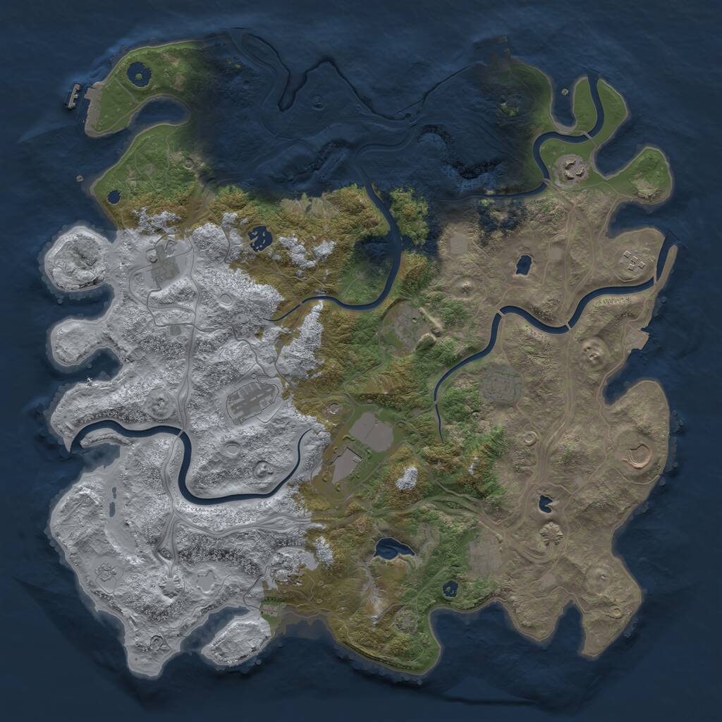 Rust Map: Procedural Map, Size: 4500, Seed: 575793, 17 Monuments