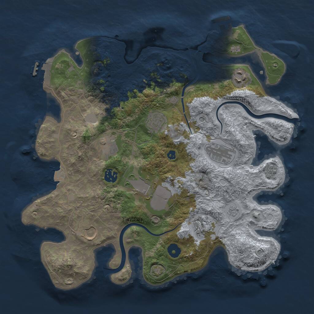 Rust Map: Procedural Map, Size: 3500, Seed: 1908601825, 15 Monuments