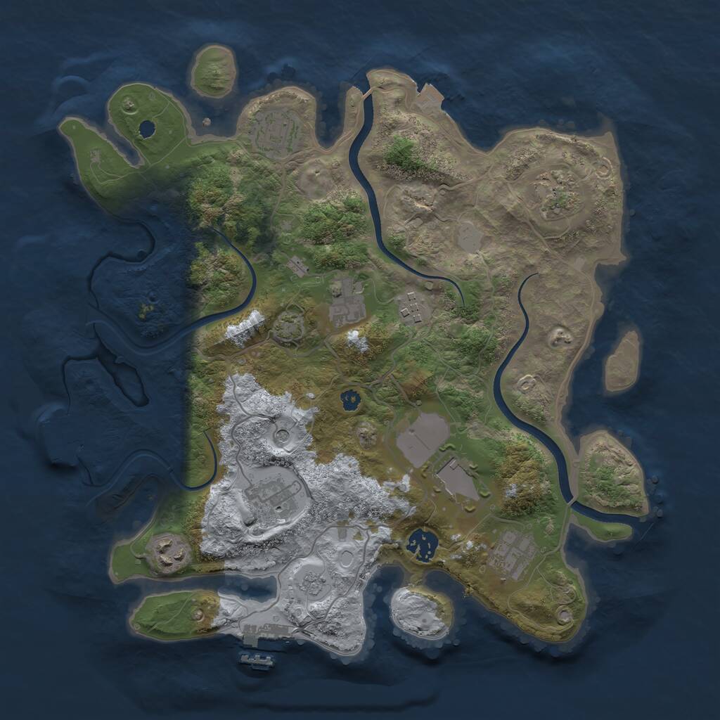 Rust Map: Procedural Map, Size: 3500, Seed: 834799573, 15 Monuments