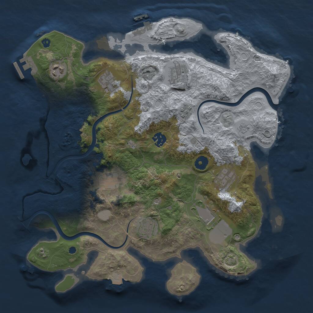 Rust Map: Procedural Map, Size: 3500, Seed: 237450075, 15 Monuments