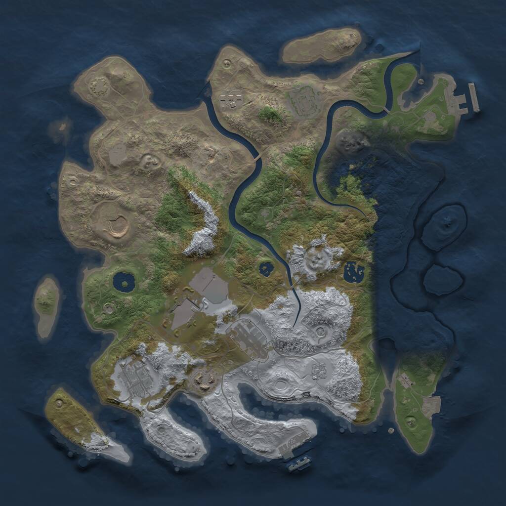 Rust Map: Procedural Map, Size: 3500, Seed: 1061623095, 14 Monuments