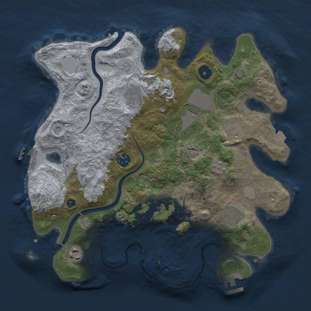 Rust Map: Procedural Map, Size: 3500, Seed: 137456136, 14 Monuments