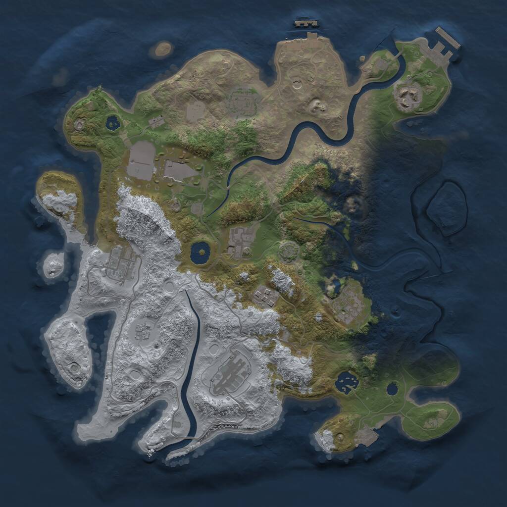 Rust Map: Procedural Map, Size: 3500, Seed: 1261525007, 15 Monuments