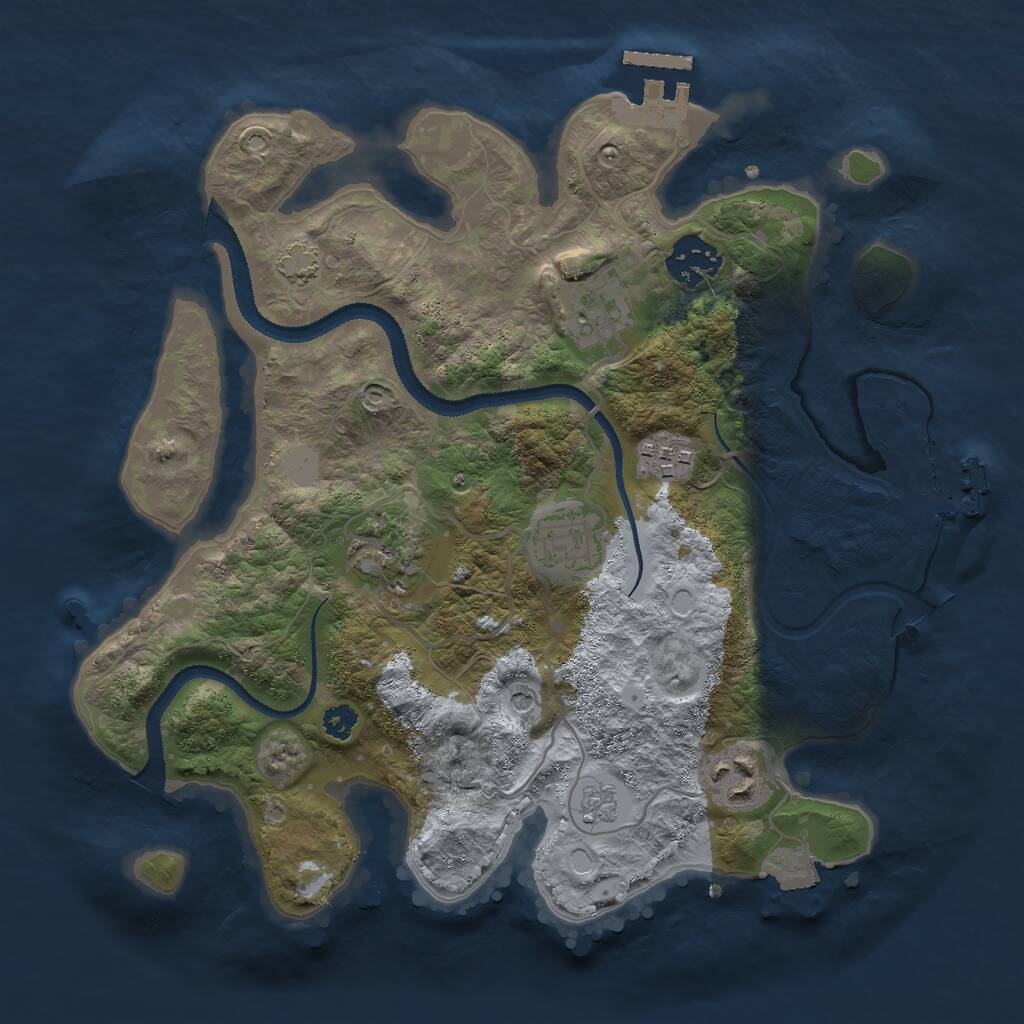 Rust Map: Procedural Map, Size: 3000, Seed: 350089, 12 Monuments