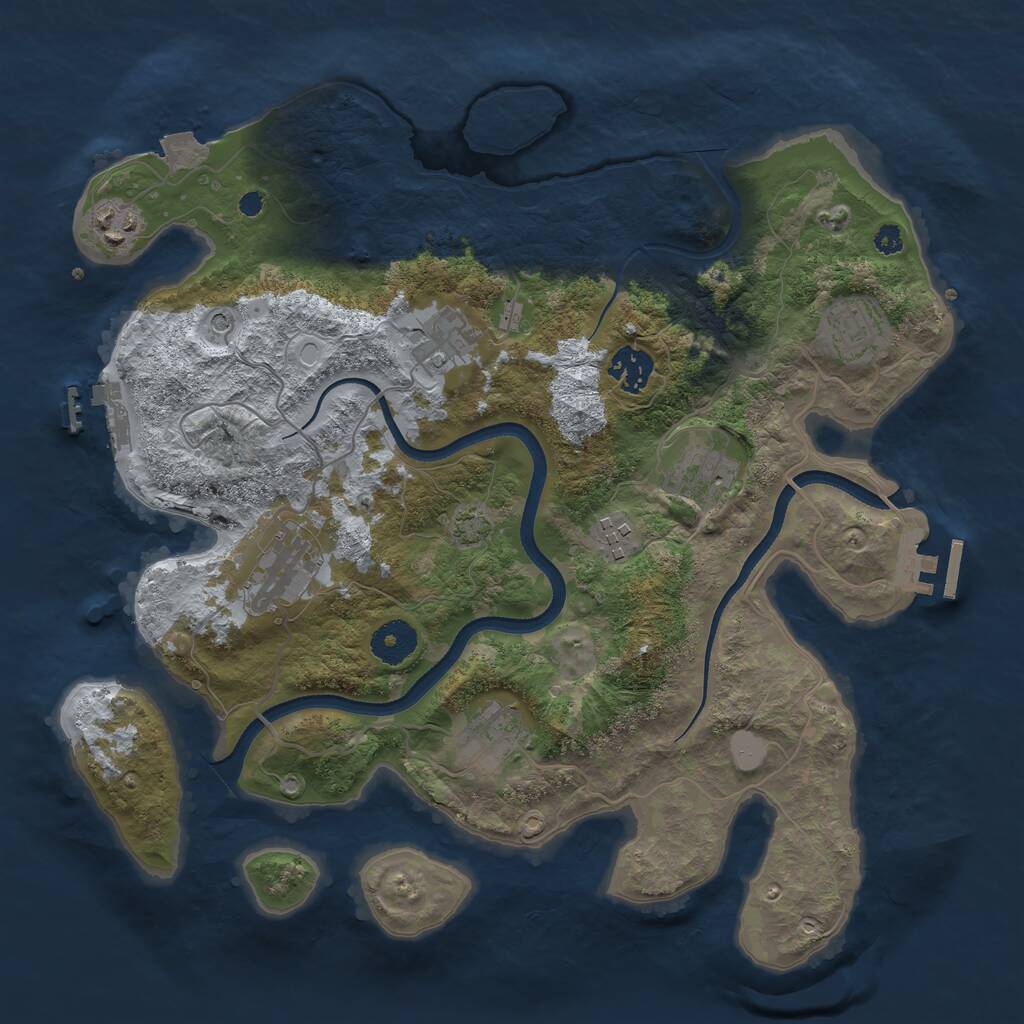 Rust Map: Procedural Map, Size: 3500, Seed: 344104990, 13 Monuments
