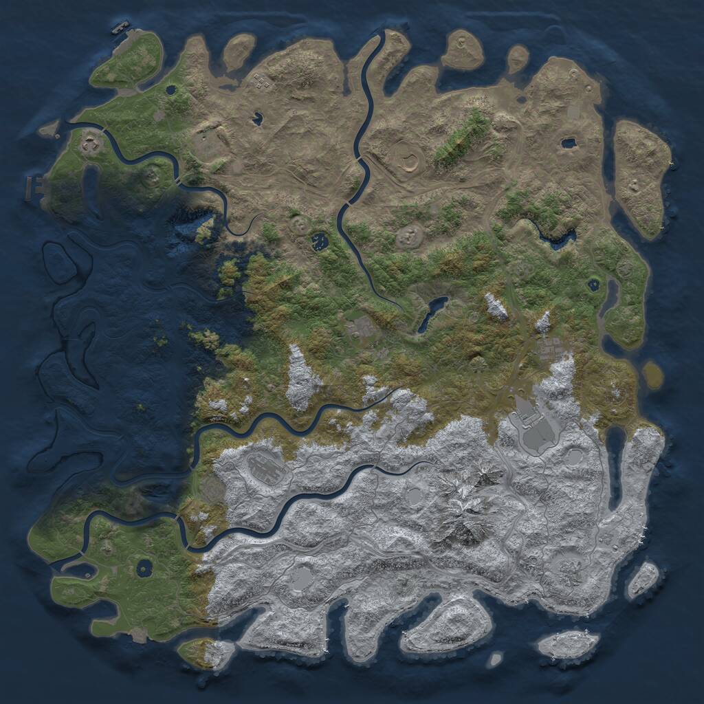 Rust Map: Procedural Map, Size: 6000, Seed: 139040720, 17 Monuments