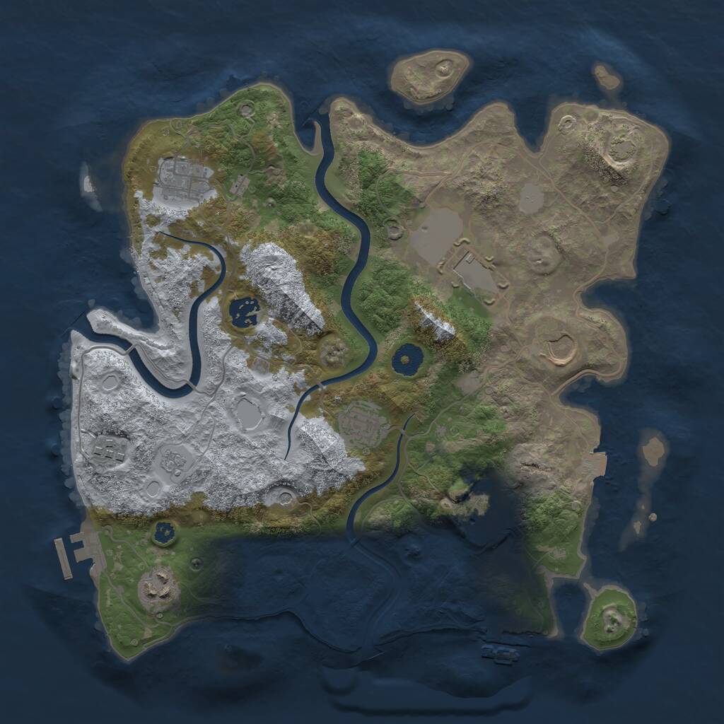 Rust Map: Procedural Map, Size: 3500, Seed: 1148507889, 14 Monuments