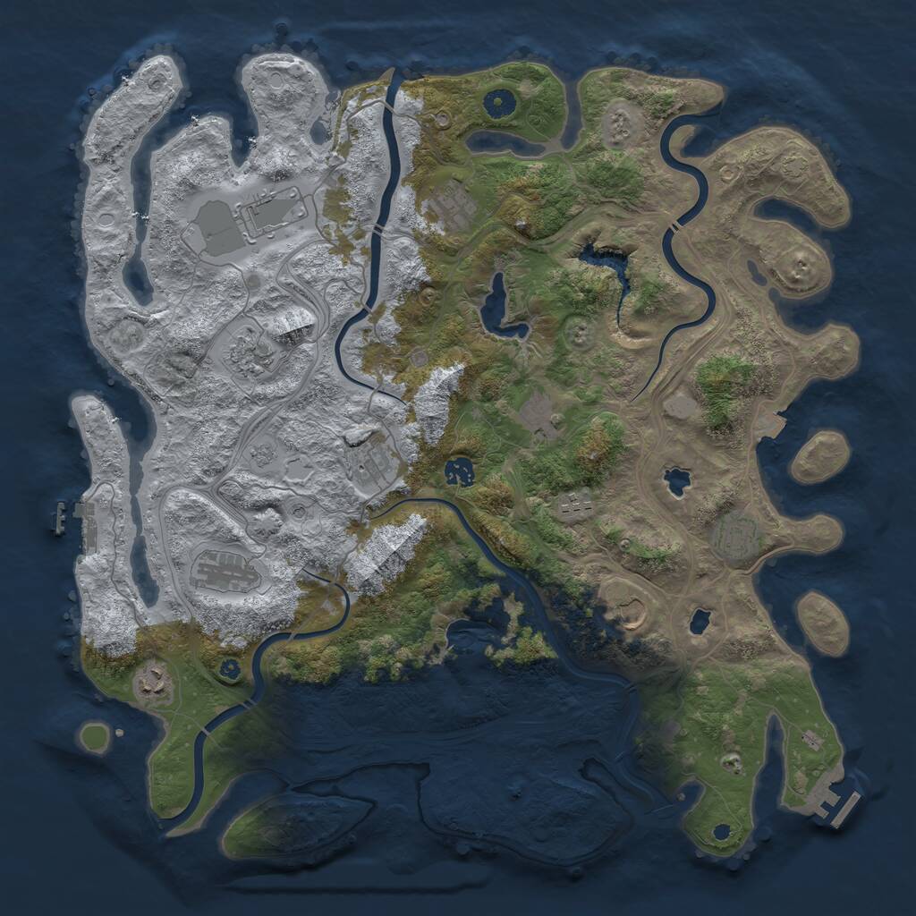 Rust Map: Procedural Map, Size: 4500, Seed: 1638400955, 17 Monuments