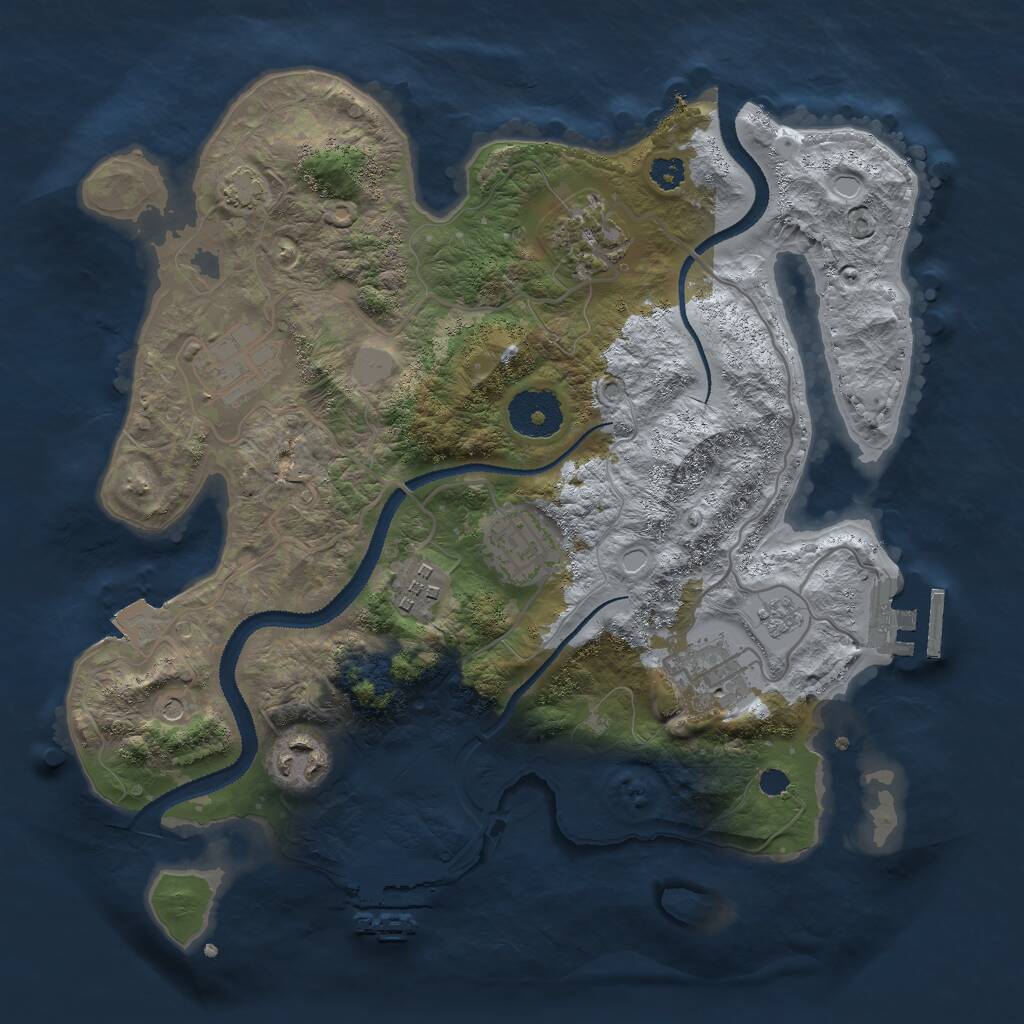 Rust Map: Procedural Map, Size: 3000, Seed: 406750, 12 Monuments