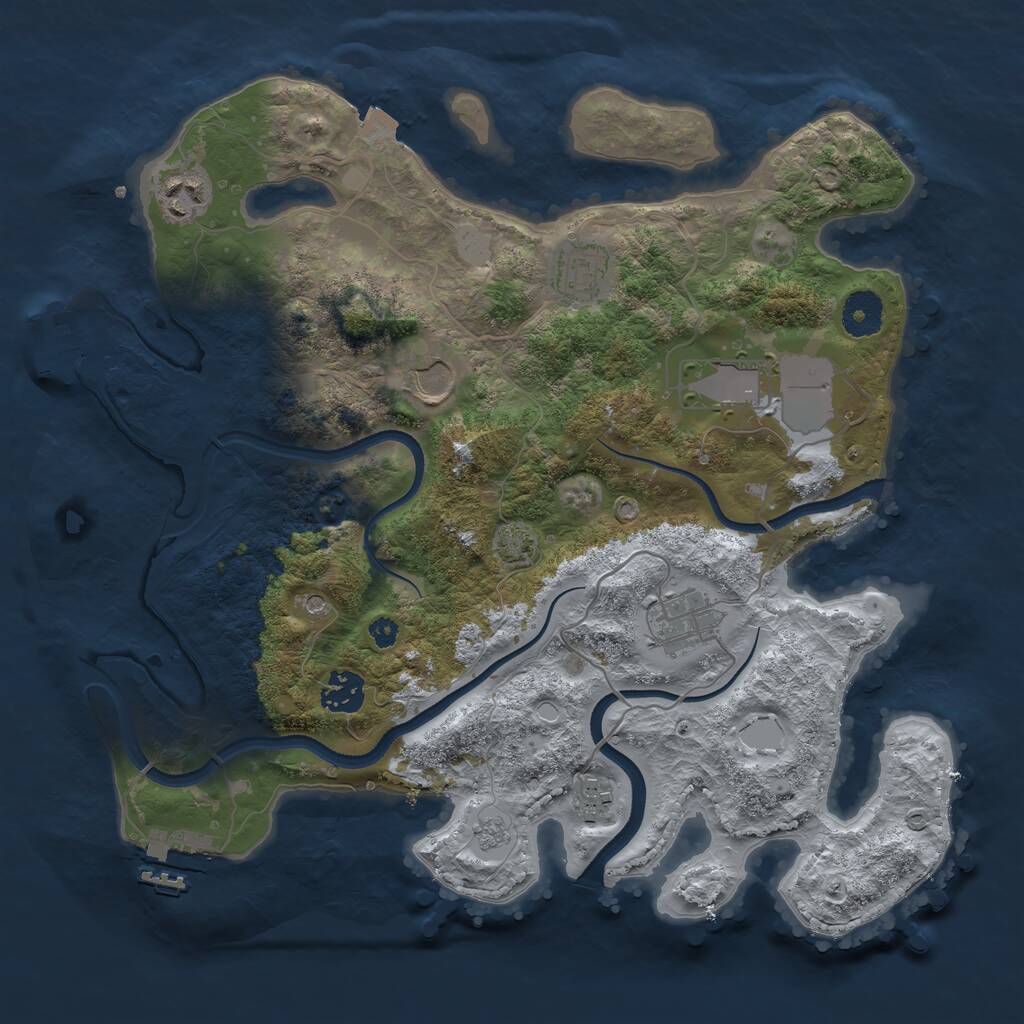 Rust Map: Procedural Map, Size: 3500, Seed: 990294713, 13 Monuments
