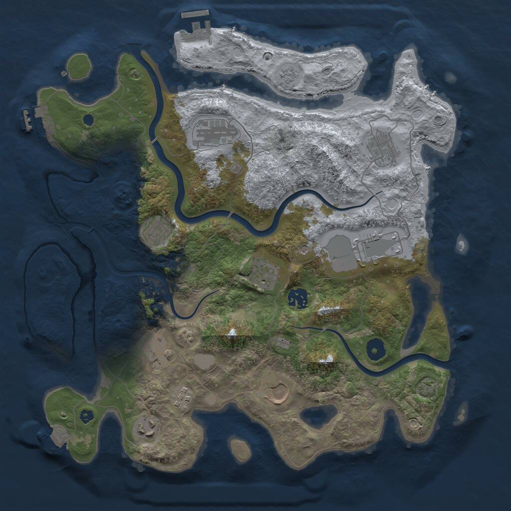 Rust Map: Procedural Map, Size: 3700, Seed: 989349121, 16 Monuments