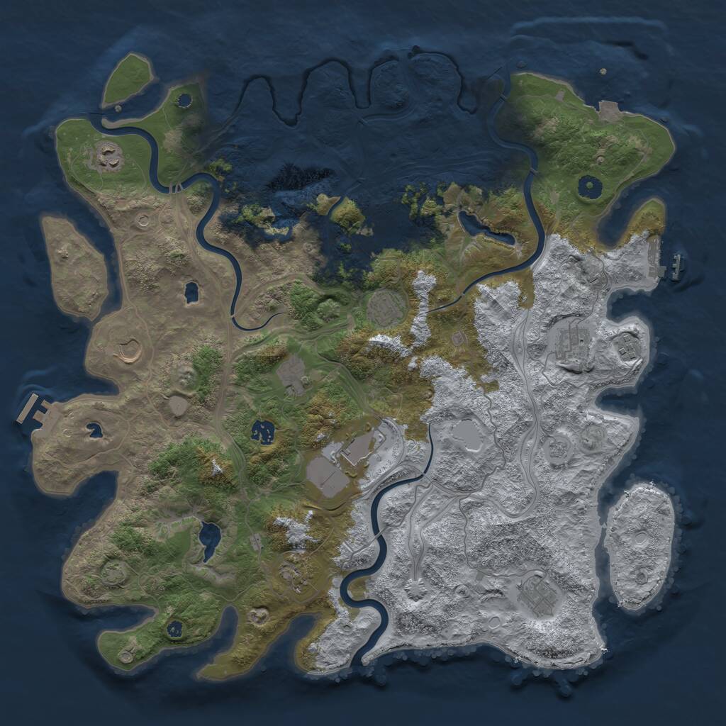 Rust Map: Procedural Map, Size: 4500, Seed: 1102117676, 17 Monuments