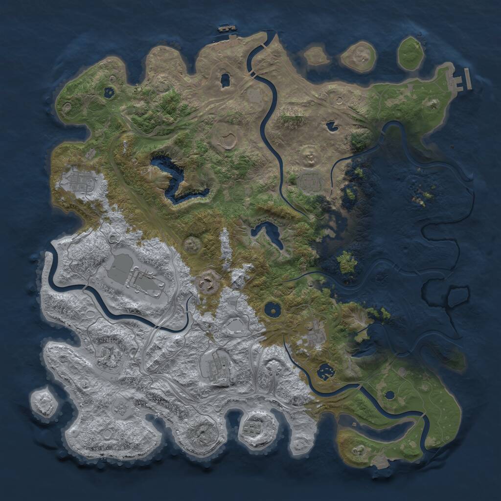 Rust Map: Procedural Map, Size: 4600, Seed: 1436292828, 17 Monuments